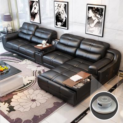 Cina Mutifunction / Smart Sofa / Wireless Speaker Modern Living Room Sofas L Shape Sofa Leather Set Has Music To Play USB Charger Sofas Set Furniture in vendita