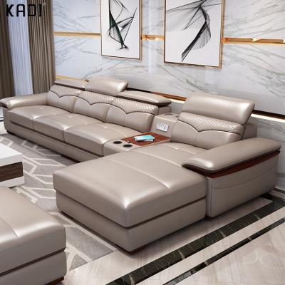 China Hot Sale 2020 Foshan Modern Design Home Furniture Storage L Shaped Leather Sofa For Living Room Furniture for sale