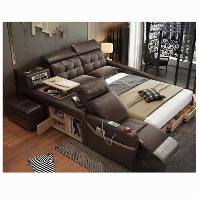 China (Other)Adjustable Modern Leather Bed Muti-functional 1.8m Double Smart Bed With Massage Speaker Air Purifier Bedroom Te koop