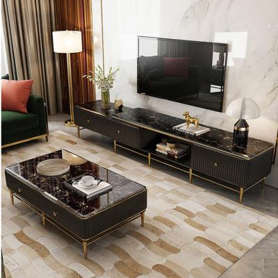 China Cheap modern cabinet and coffee table (other) adjustable coffee table set living room TV cabinet with pull-out function for sale