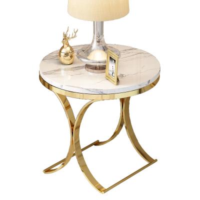 China (Other) Modern Design Metal Side Table Home Furniture Adjustable Hot Selling Marble Tea Table With Marble Top Glass Top for sale