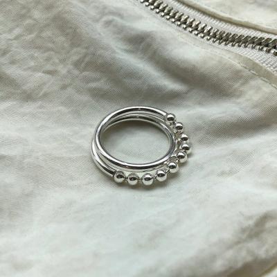 China SHANWU 925 Sterling Silver Korea Amazement Beaded Rings Worry Spinner Adjustable Casual/Sporty Rotating Rings Real For Ladies for sale