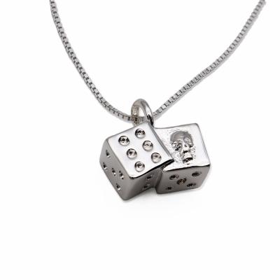 China CLASSIC Custom Design Lucky Dice Skull Pendant Necklace 316L Stainless Steel Necklace With Snake Chain for sale