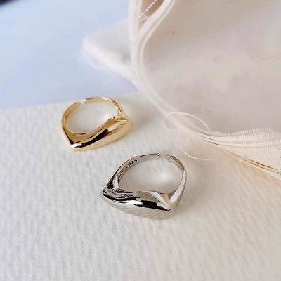 China Shanwu S925 Sterling Silver Casual/Sporty Irregular Ring Opening Dislocation Oval Ring Anillo De Compromiso Boda Parejas for sale