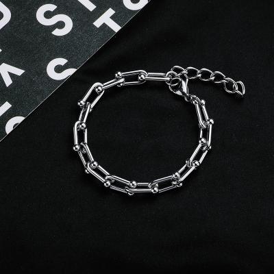 China Punk 18+5CM/20+5CM U Shape Horseshoe Bracelet Pulseira Masculino Personalizada Chain Link Bracelet Buckle for sale