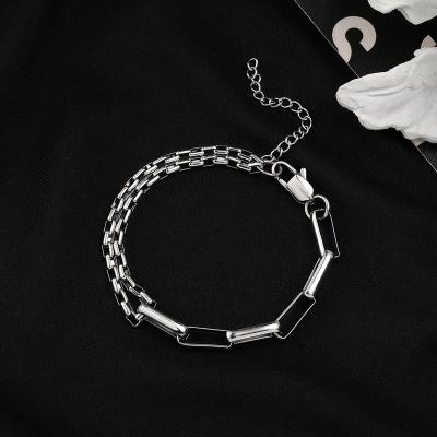 China Punk 18+5CM Keel Chain /Handmade Chain Link Bracelet Splicing Double Layered Strap Bracelet for sale