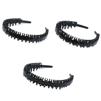 China Skinny Plastic Hair Elastic Circle Headbands Clasp Comb With Teeth for sale