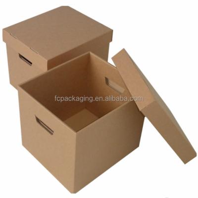 China Recycled Packaging Materials Family Storage Cardboard Paper Covered Corrugated Boxes With Lid for sale