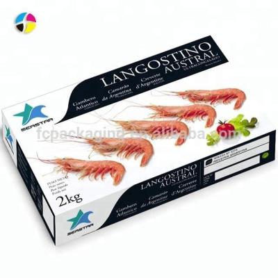 China 2KGS Seafood Packaging Box Cardboard Shrimp Packing Boxes Recyclable Frozen Custom Laminated Cardboard Box For Frozen Food for sale