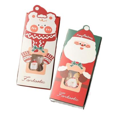 China Custom Cardboard Paper Wholesale Kraft Paper Food Christmas Gift Box Paper Gift Cookie Box With Handles for sale