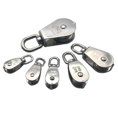 China Hotels Factory Hot Sale M15-M100 Stainless Steel Pulley Block Swivel Eye Wire Rope Pulley Pulley Polea for sale