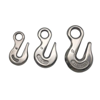 China 304/316 Stainless Steel Elevator Hook Wear Resistant Rust Resistant Durable Eye Grab Hook Hoist for sale