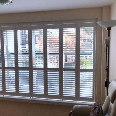 China China Hot Selling Easy Assembled Real Wood Interior Bi-Pleat Window Shutters for sale