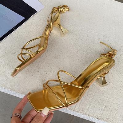 China Fashion Trend Women Sandals Thin Low Heel Lace Up Gladiator Casual Sandal Narrow Rome Sandal Summer Band Shoes Large Size35- 40 for sale