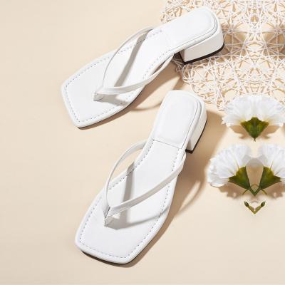 China 2021 New Trend Fashion Women's Low Slipper Heel Slip On Slip On Elegant Brand Flip Flops Sandalias Outdoor Summer Sandal for sale