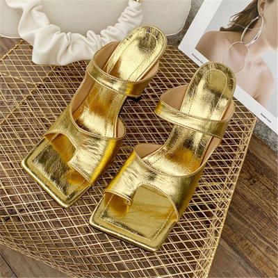 China 2022 Fashion New Design Trend Women's High Quality Outdoor Slipper Toe High Heels Sandal Shoes Stylish Slipper Place On Stylish Shoes for sale