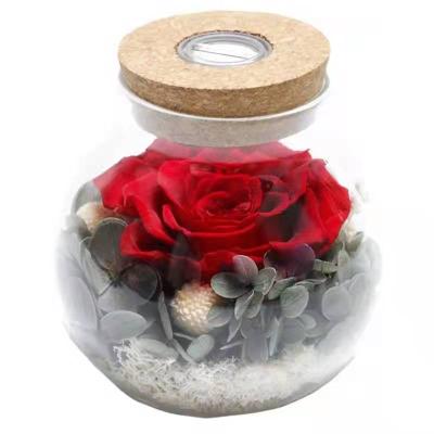 China Valentine's Day Gift Birthday Gift Yunan Original Factory Preserved Natural Rose Gift Preserved Flower in Glass Dome Wishing Bottle Drift Bottle for sale