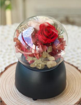 China Wholesale Valentine's Day Gift Birthday Gift Preserved Rose Rotating Music Box Immortal Flower Creative Gift For Valentine's Day Birthday for sale