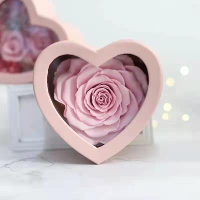 China Whole Sale Rose Gift Supply Preserved Flower Valentine's Day Gift Anniversary Gift Eternal Rose in Rivet Love Heart Box for Valentine's Day Mother's Day for sale