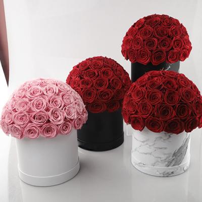 China Valentine's Day Gift Birthday Gift Hot Selling Amazon Mushroom Main Flower Preserved Rose In Round Gift Box Last Up To 3 Years Long-Last Rose Gift for the festival for sale