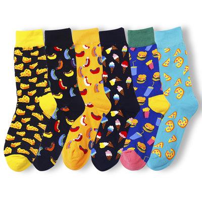 China Sporty Classic Western Food Series Cotton Sports Men's And Women's Skateboard Middle Tube Happy Socks For Daily Wear for sale