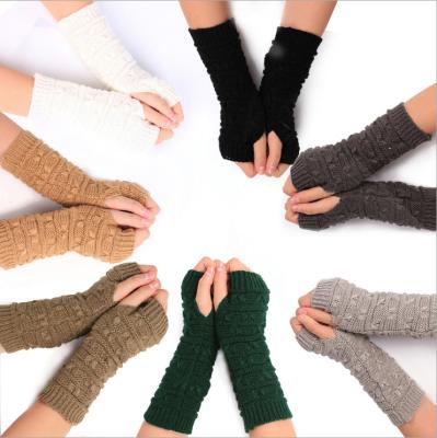 China Long/fashion cold proof winter wool lovely/knitted warm half finger computer gloves autumn and new thickened winter sleeve women for sale