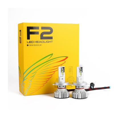 China Univeral F2 h4 Chip Aluminum 6030 EUTECTIC 72W 12000LM 6500K Material Motorcycle Light Fog Light Car Led Headlight Bulbs for sale