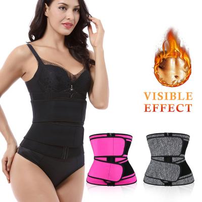 China Neoprene Breathable Custom Waist Control Big Size Black Tummy Logo Slimmer Belt For Women Double Waist Trainer for sale