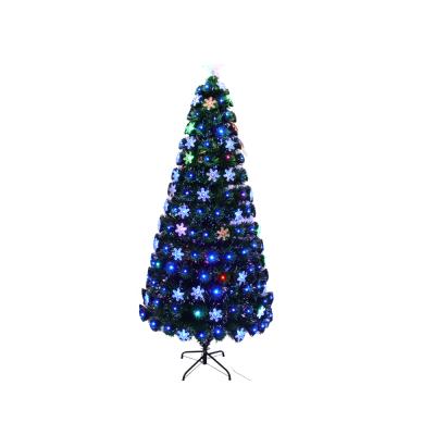 China PVC with factory OEM 6ft fiber optic tree with snowflake decorations best selling for sale