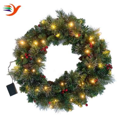 China Hot Sale 50cm Mixed Christmas Decorated Christamas Home Decor Pine Needle&PVC Garland With Lights for sale