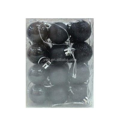 China Shinny / Powder Covered 24 Pcs 4 Cm Black Christmas Tree Christmas Balls Decorations Baubles Party Ornament for sale