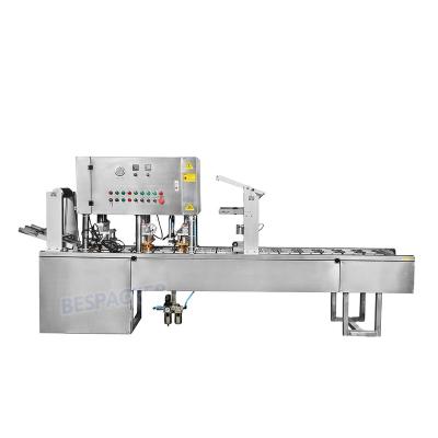 China Food Bespacker XBG60-2 Automatic Linear Fast Food Box Beverage Coffee Tea Filling Sealing Machine for sale