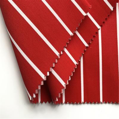 China Waterproof red and white stripes TC printing fabric 195 gsm cheap price tablecloth fabric chef apron fabric for sale