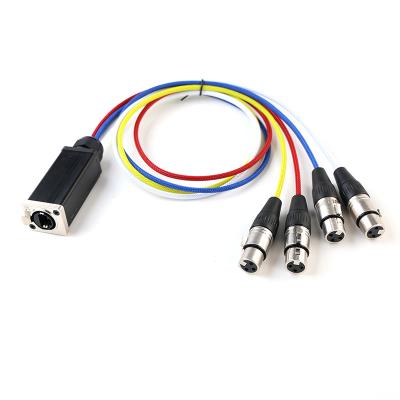 China Stage Audio Multi Function 8P8C Female To Female 4x XLR Aluminum Shell Colorful PET Cover Adapter Cable for sale