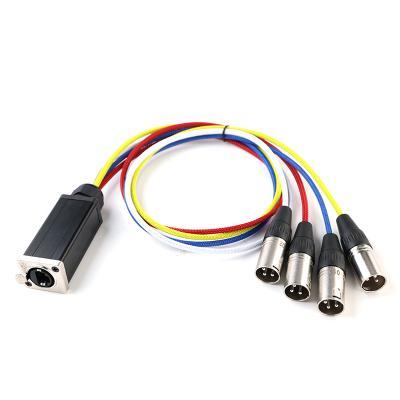 China Stage PET Audio Colorful Cover Aluminum Shell 8P8C Female To 4x XLR Male Adapter 70cm Cable for sale