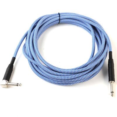 China 6.35mm To 3.5mm Right Angle Microphone Jack To Jack Mono Audio Cable 1/4 Plug Microphone Cable With Heat Shrink Tube for sale