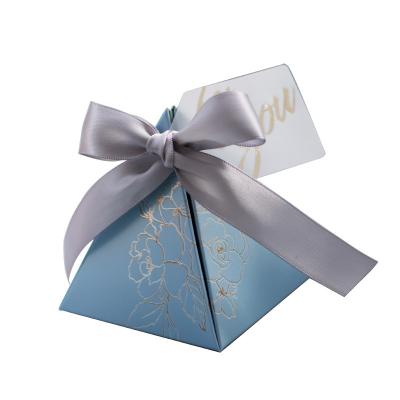 China Recyclable Blue Wedding Themed Fog Blue Pyramid High End Box for sale