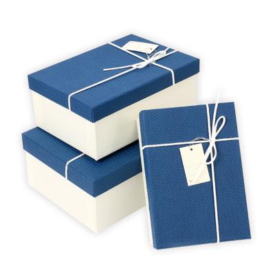 China Recyclable Blue Rectangular Scarf Packing Box Packing Box Bow Gift Box for sale