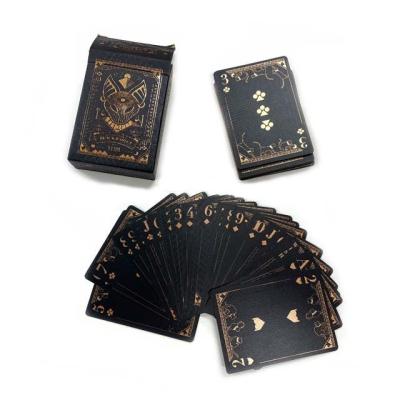 China Entertaiment Game Cards Custom Logo Printed Card Games Gold Foil Stamping Poker Cards Core Paper Black Playing Card for sale