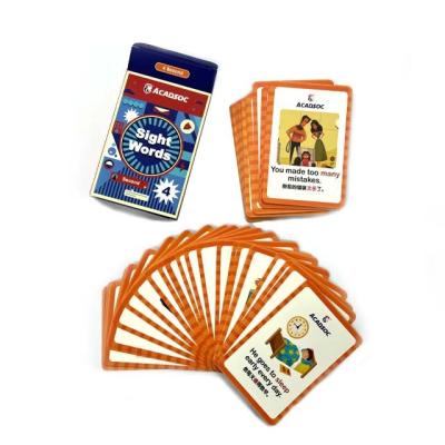 China Custom Printing PU Eco-friendly Design Kids Educational English Flash Cards Study Sets for sale