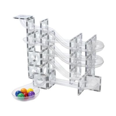 China Construction Toy Kids Toys ABS Plastic Transparent Magnetic Marble Tile 120pcs mntl Run Toy for sale