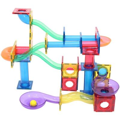 China 50pcs Plastic Multi Colors mntl Building Toy Stem Block ABS Magnetic Play Marble Run Roll On Ball Track Building Block Toy For Kids for sale