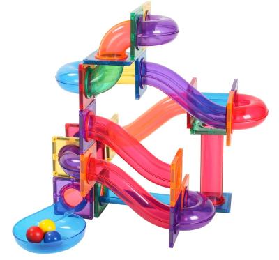 China Building Toy G8116 96pcs ABS Plastic Multi Colors MNTL Tile Building Block Magnetic Marmer Run Track Rolling Ball Marble Toy for sale