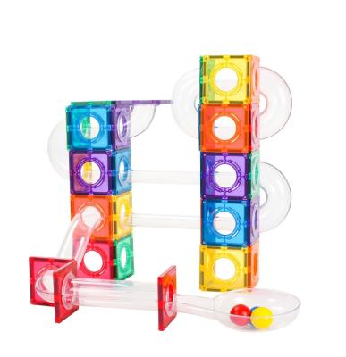 China Popular Educational Toy 60pcs G8112 Plastic ABS Transparent Magnetic Tiles Construction Toy MNTL Marble Run Magnet Toys for sale