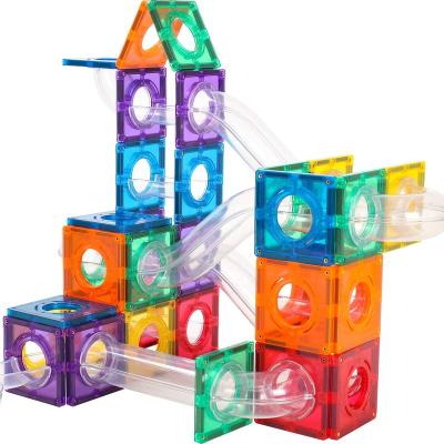 China 2021 ABS MNTL Building Toys Cheap Transparent Magnetic Tiles Blocks Toys 92pcs Plastic Tube Construction Toy For Kids for sale