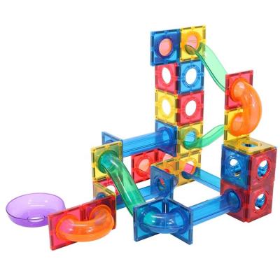 China 100pcs plastic multi colors mntl building toy ABS magnetic marble race marble run blocks marble tracks for sale