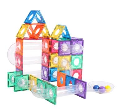 China Transparent Magnetic Marble Run ABS Tile Building Toy 92pcs MNTL Block Educational Toys Run Marble Run Games for sale