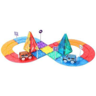 China Building Toy Education Toy 52pcs Race Track Car Toy Building Block Outdoor Magnetic Marble Run Track for sale