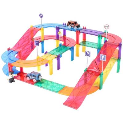 China Magnetic Building Toy 108pcs mntl Building Block Car Race Track Marble Race Toy for sale