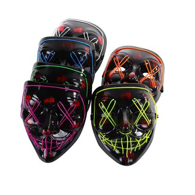 China 2022 LED mask hotsale party mask for Halloween EL wire neon glowing flashing lighting purge rave LED party mask for sale